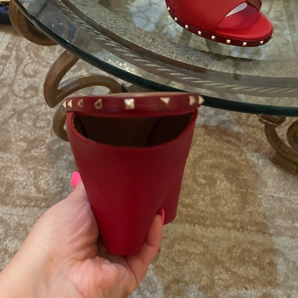 VALENTINO GARAVANI RED Sling back SANDALS WITH STUDS ON THE TRIM Sz 36.5 - Picture 5 of 7